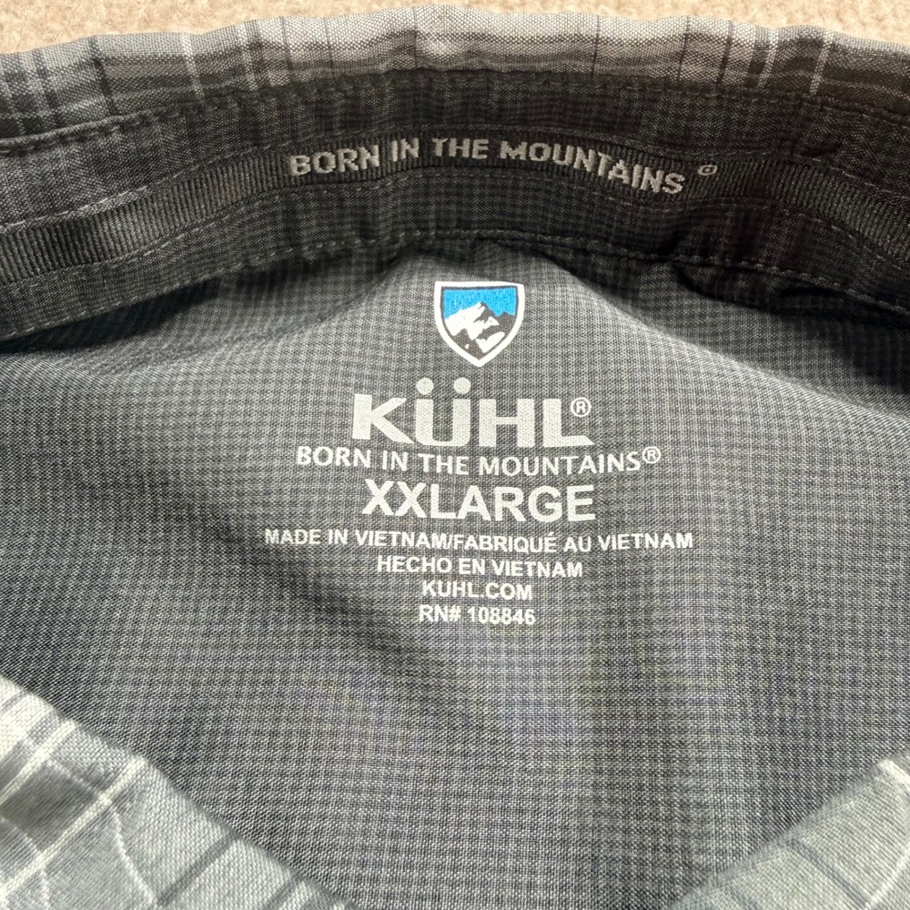 Kuhl Response Short Sleeve Plaid Button Down Shirt Mens XXL Gray 7452 Wicking - Picture 6 of 9